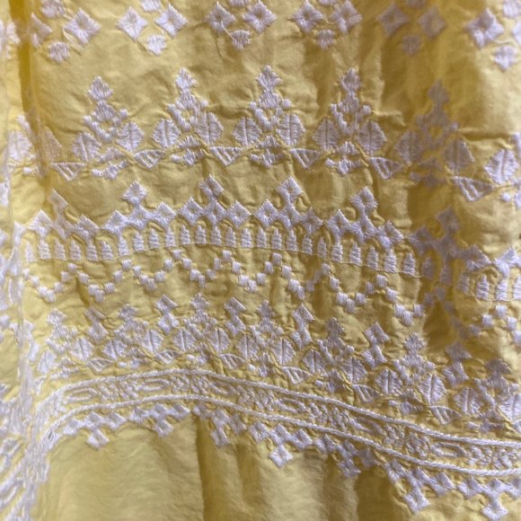 Vineyard Vines Yellow White Embroidered 100% Cotton Eyelet Dress Fit & Flare 10 - Picture 5 of 13